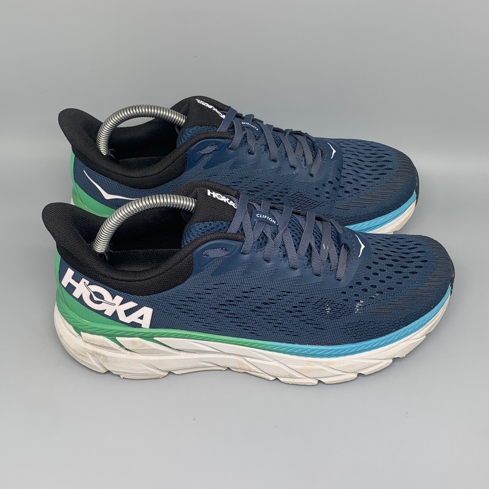 Hoka One Clifton 7 Blue Green Running Shoes Men's‎ Sz 9